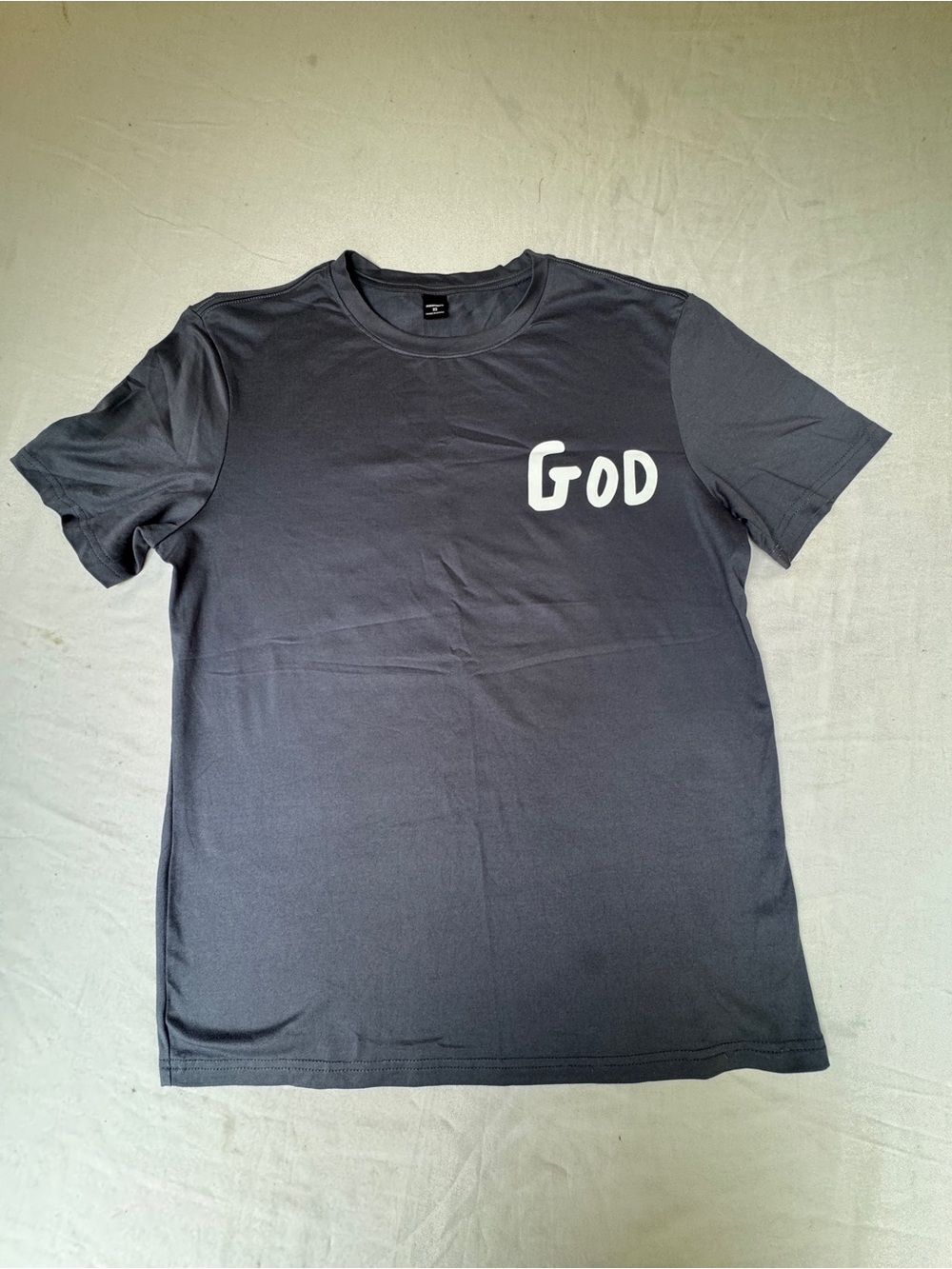 NFINITY Religious  Short Sleeve Tee Gray with White GOD Chest Graphic and back